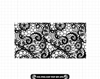 Patrón de encaje SVG, archivos de corte floral sin costuras para Cricut y láser, DXF PNG para vaso Peekaboo, diseño de encaje de tapete de mandala