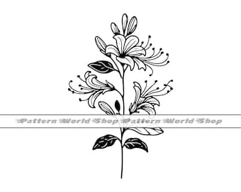 Honeysuckle Flower SVG, Honeysuckle SVG, June Birth Flower SVG, Honeysuckle Clipart, Files For Cricut, Cut Files For Silhouette, Dxf,Png,Eps