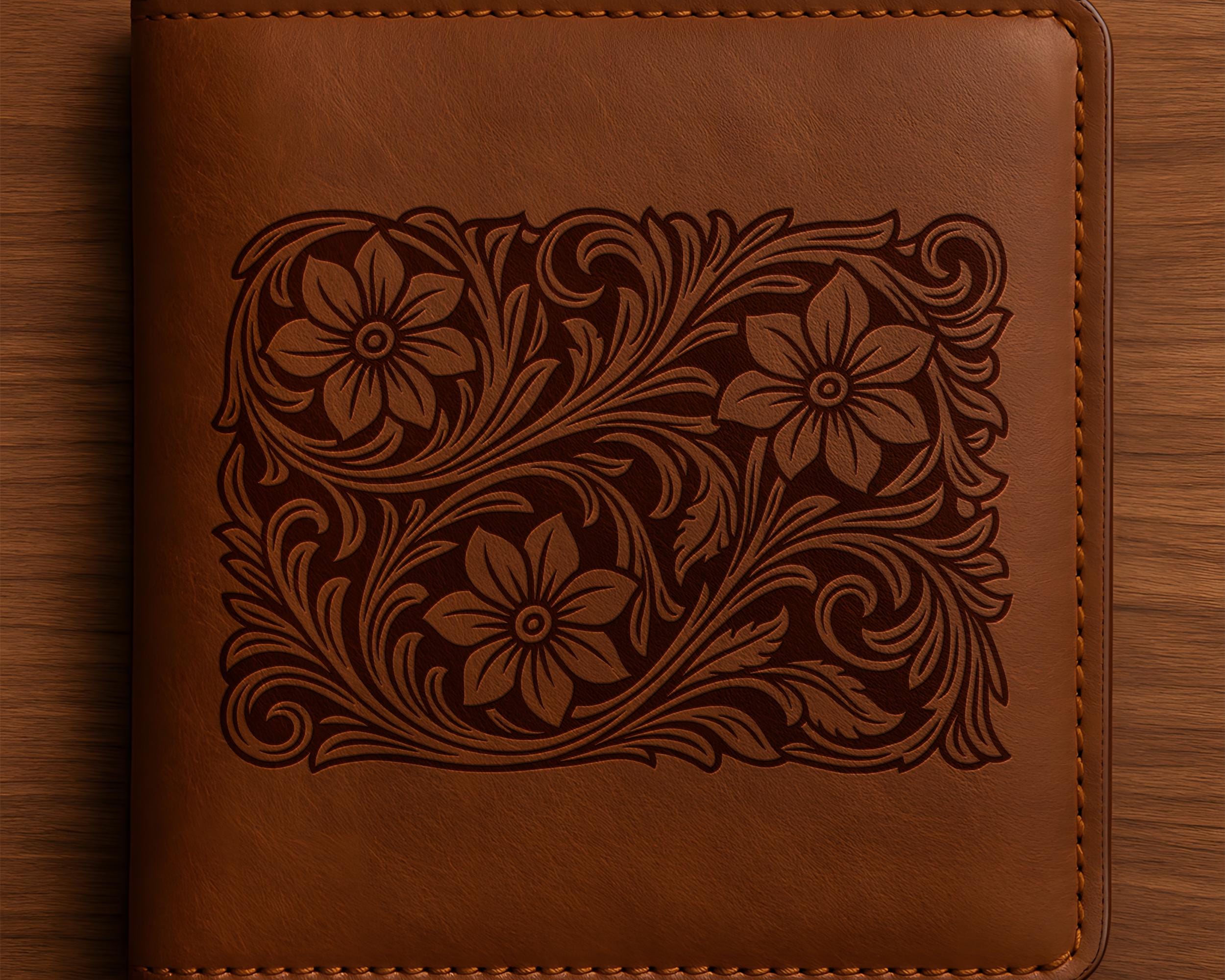 Tooled Leather #77 SVG PNG DXF, Leather Tooling Pattern, Western