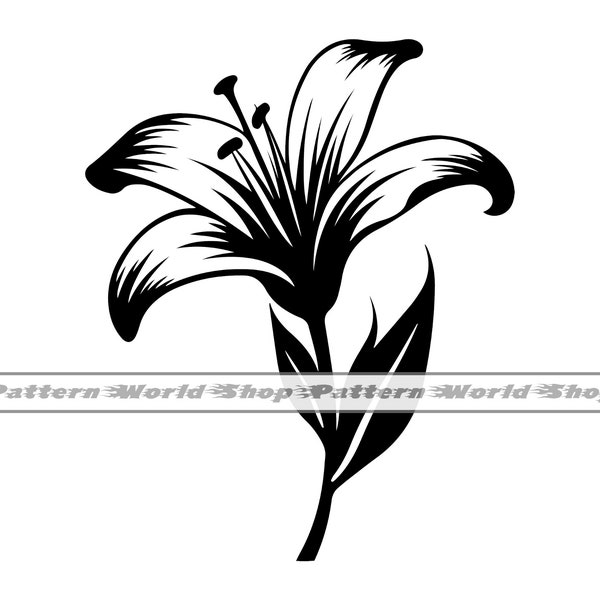 Lily Flower #4 SVG, Lily SVG, Flower SVG, Lily Flower Clipart, Lily Files For Cricut, Lily Cut Files For Silhouette, Dxf,Png,Eps,Lily Vector