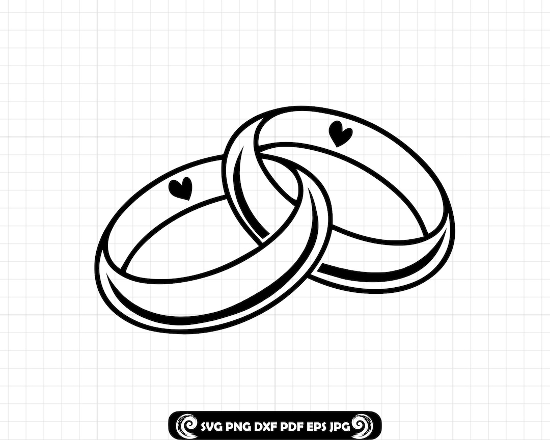 Wedding Rings #2 SVG, Bride and Groom Silhouette Cut File, Engagement ...