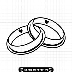 Trouwringen #2 SVG, bruid en bruidegom silhouet snijden bestand, verlovingsring clipart, huwelijk ontwerp voor Cricut en silhouet, dxf png eps