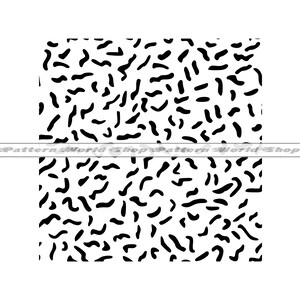 May include: A white background featuring a repeating pattern of black, curved, oblong shapes. The shapes are scattered across the surface, creating a textured effect. The text "Pattern World Shop" is displayed across the image.