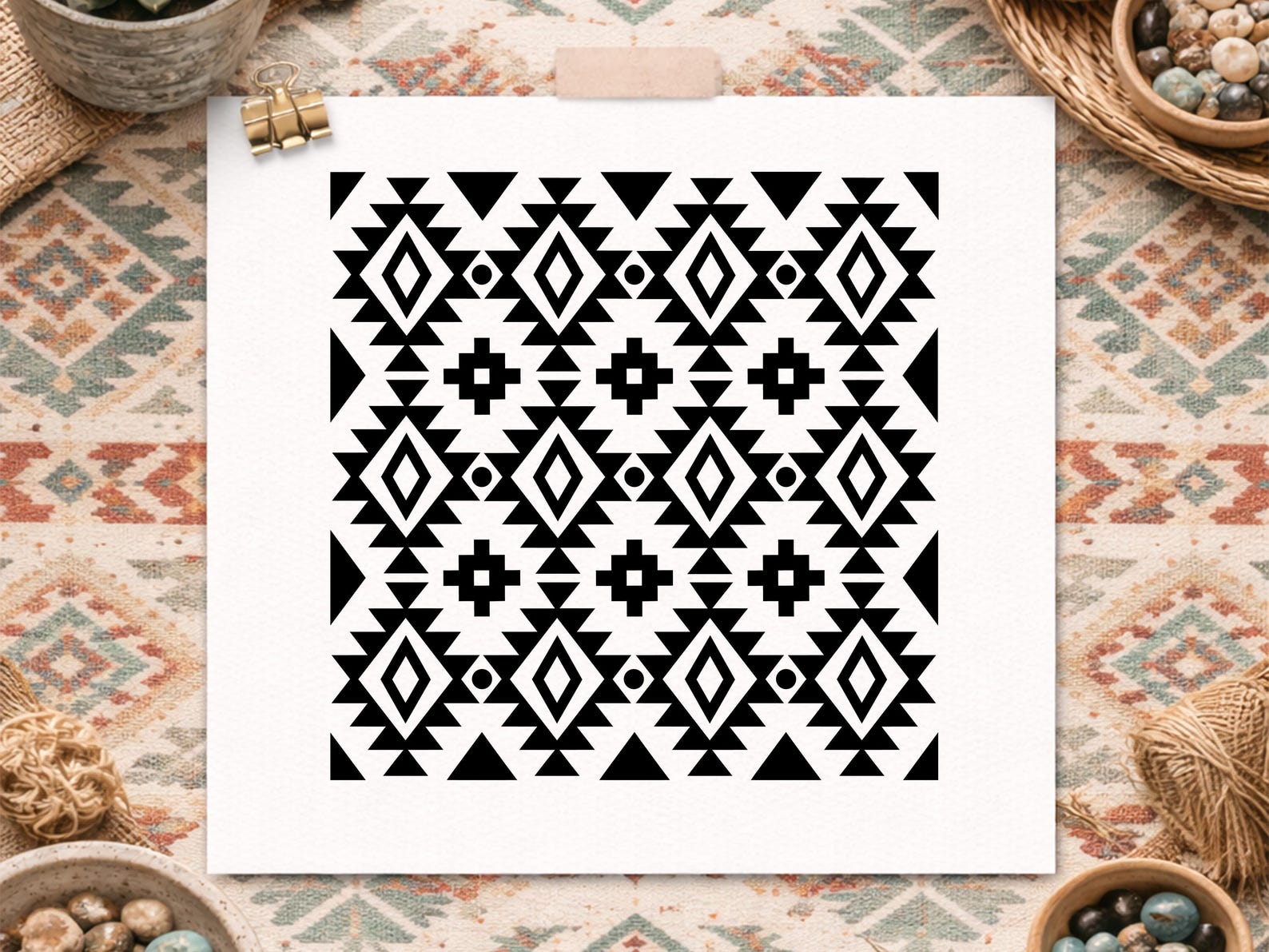 Aztec SVG Bundle, Southwestern Tribal Border Cut File, Boho Pattern for ...