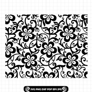 Tooled Leather #12 SVG, Seamless Pattern, Western Floral Scroll Swirl Design for Peekaboo Tumbler, Cut Files, PNG DXF, Cricut Silhouette