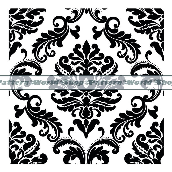 Damask Pattern #3 SVG, vintage Pattern SVG, Damask SVG, Damask Clipart, Files For Cricut, Cut Files For Silhouette, Dxf, Png, Pdf, Vector