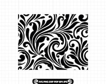 Tooled Leather #25 SVG PNG DXF, Seamless Pattern, Western Floral Scroll Swirl Design for Peekaboo Tumbler, Cut Files, Cricut Silhouette