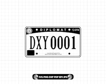 Diplomat License Plate SVG PNG DXF, Car Plate Cut File