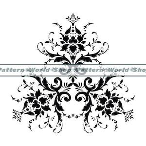 Damask Element #4 SVG, Damask Stencil SVG, Vintage Pattern Svg, Clipart, Files For Cricut, Cut Files For Silhouette, DXF, Png, Eps, Vector