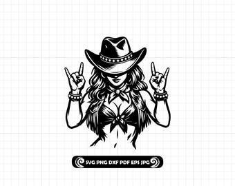 Rockstar Cowgirl SVG PNG DXF, Country Girl Cut File for Cricut & Silhouette
