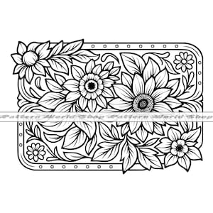 Tooled Leather Pattern Floral #242 SVG, Western Pattern, Tooling Leather, Baroque Flourish, Carving, Files For Cricut, Cut Files, Dxf, Png