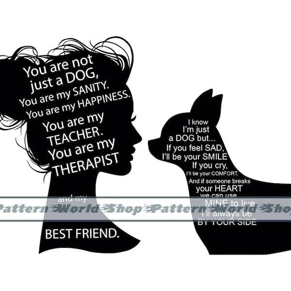 Dog Lover #3 SVG, Woman and Dog SVG, Chihuahua SVG, Clipart, Dog Lover Files For Cricut, Cut Files For Silhouette, Dxf,Eps,Png,Vector