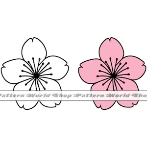 Flor de cerezo SVG, Flor de sakura SVG, Flor japonesa Svg, Clipart, Archivos para Cricut, Archivos de corte para Silhouette, Dxf, Png, Vector