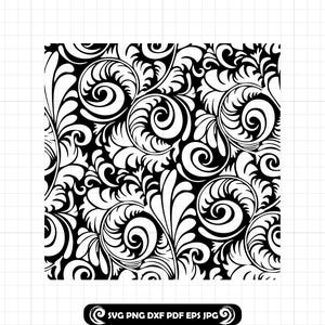 Tooled Leather #56 SVG PNG DXF, Seamless Pattern, Western Floral Scroll Swirl Design for Peekaboo Tumbler, Cut Files, Cricut Silhouette
