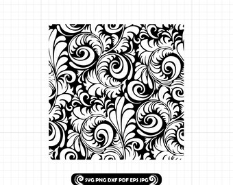 Tooled Leather #56 SVG PNG DXF, Seamless Pattern, Western Floral Scroll Swirl Design for Peekaboo Tumbler, Cut Files, Cricut Silhouette