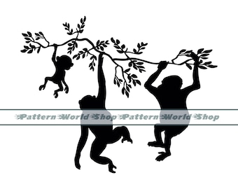 Monkeys SVG, Monkeys on Branch SVG, Baby Monkey SVG, Monkeys Clipart, Monkeys Files For Cricut, Monkeys Cut Files For Silhouette,Dxf,Png,Eps