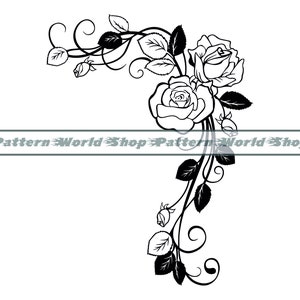 Angolo floreale n. 9 SVG, Decorazione floreale SVG, Rosa floreale Svg, Angolo floreale Clipart, File per Cricut, File di taglio per Silhouette, Dxf, Png, Eps