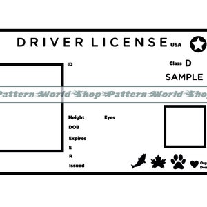 Modello patente di guida SVG, patente di guida SVG, ID Svg, identificazione Svg, clipart, file per Cricut, file di taglio per silhouette, Dxf, Png