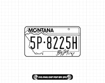 Montana License Plate SVG PNG DXF, Big Sky Cut File