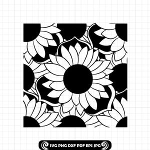 Sunflower Tooled Leather SVG, Floral Western Pattern PNG, Engraving Style DXF Design, Laser Cut File, Cricut Flower Clipart