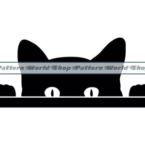 Spähende Katze SVG, neugierige Katze SVG, schwarze Katze SVG, Clipart, Dateien für Cricut, Schnittdateien, Silhouette, Dxf Png Eps, Vektor, Aufkleber Aufkleber Vinyl