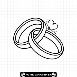Trouwringen SVG PNG DXF, vergrendelde ringen gesneden bestand, bruids douche Svg, bruiloft verlovingsontwerp, Cricut silhouet ambachtelijk bestand