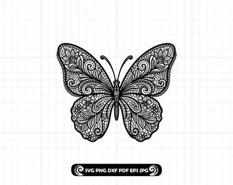 Floral Lace Butterfly SVG Cut File