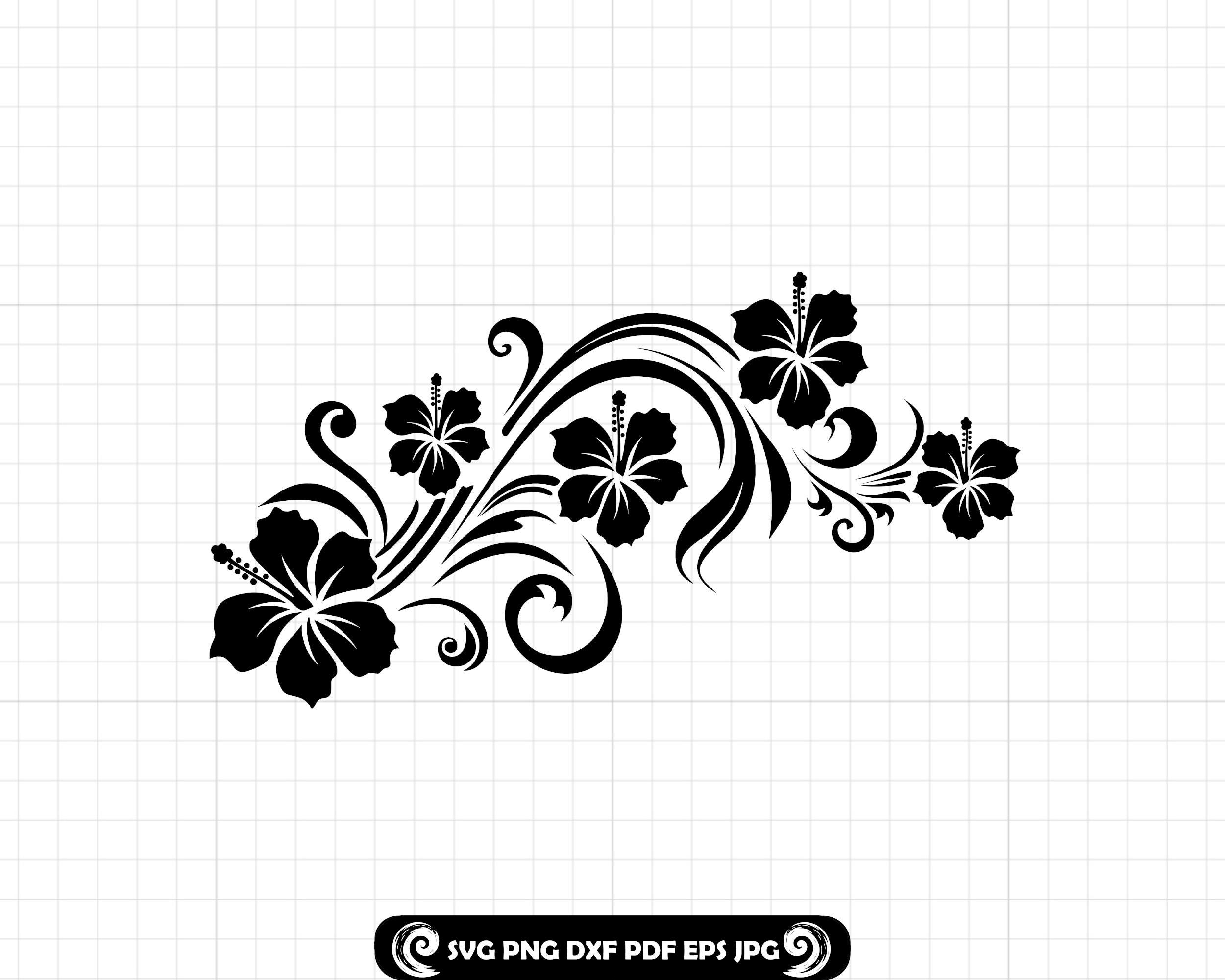 Hawaiian Flower SVG PNG DXF, Hibiscus Tropical Floral Corner