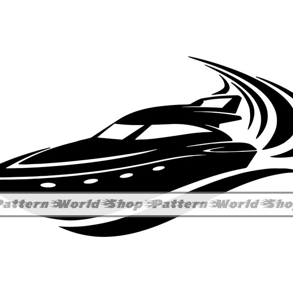 Speed Boat SVG, Motor Boat SVG, Yacht Svg, Speed Boat Clipart, Speed Boat Files For Cricut, Cut Files For Silhouette, Dxf, Png, Eps, Vector