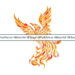 Flaming Phoenix SVG, Phoenix SVG, Clipart Phoenix, Phoenix fichiers pour Cricut, Phoenix couper des fichiers pour la silhouette, Dxf, Phoenix PNG, Eps, vecteur