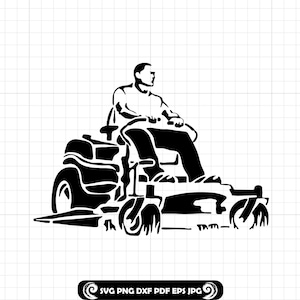 Zero Turn Lawn Mower #2 SVG, Grass Cutting PNG, Landscaping Worker DXF, Ride On Mower Clipart, Cricut Silhouette Cut File