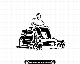 Zero Turn Lawn Mower #2 SVG, Grass Cutting PNG, Landscaping Worker DXF, Ride On Mower Clipart, Cricut Silhouette Cut File