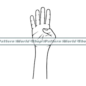 Hand Count Four SVG, Four SVG, Four Fingers SVG, Numbers Svg, Four Hand Clipart, Files For Cricut, Cut Files For Silhouette, Dxf, Png,Vector