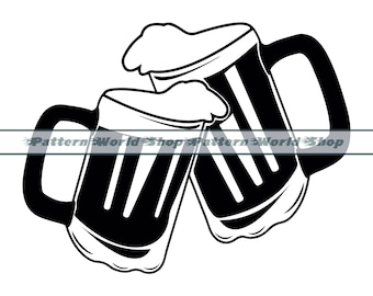Beers Cheers SVG, Beer Mugs Toasting SVG, Celebrate SVG, Beer Clipart, Beer Files For Cricut, Beer Cut Files For Silhouette, Dxf, Png,Vector