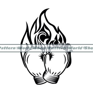 Guantes de boxeo en llamas SVG, Svg de boxeo, Clipart de guantes de boxeo en llamas, Archivos para Cricut, Archivos de corte para Silhouette, Dxf, Png, Eps, Vector