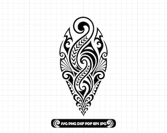 Maori Carving SVG PNG DXF, Inspired Koru Polynesian Triba Tattoo Style Art Design