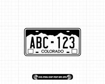 Colorado License Plate SVG PNG DXF, Rocky Mountain Cut File
