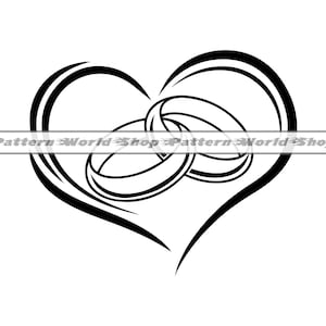 Trouwringen hart SVG, bruiloft SVG, trouwringen SVG, verloving, voorstel, clipart, bestanden voor Cricut, gesneden bestanden voor silhouet, dxf, png