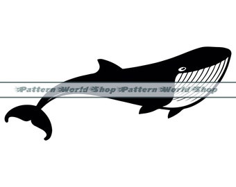 Whale SVG, Ocean Creature SVG, Sea Svg, Whale Clipart, Whale Files For Cricut, Whale Cut Files For Silhouette, DXF, Png, Eps, Vector