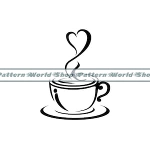 Coffee Cup SVG, Coffee Love SVG, Heart Coffee Cup SVG, Coffe Mug Svg, Clipart, Files For Cricut, Cut Files For Silhouette,Dxf,Png,Eps,Vector