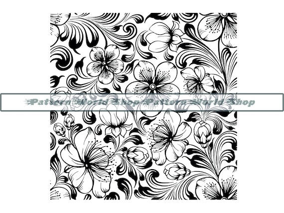 Cherry Blossom Pattern Tooled Leather SVG, Sakura Pattern SVG, Floral Pattern SVG, Seamless Pattern, Floral Vines, Peekaboo Tumbler, Cricut