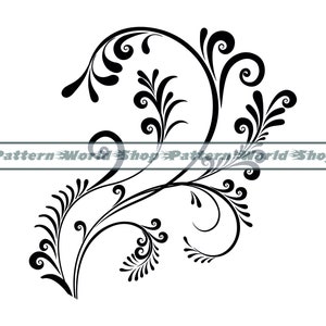 Floral #63, Decorative, Vine, Ornament, Swirls, Leaves, Clipart, Files For Cricut, Cut Files For Silhouette, SVG, PNG, DXF, Eps, Vector
