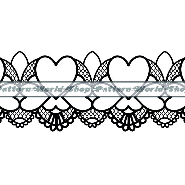 Bordure de dentelle #3 SVG, Bordure de cœur de dentelle, Motif occidental de dentelle, Motif sans couture, Fichiers pour cricut, Fichiers de coupe pour silhouette, Tumbler Peekaboo