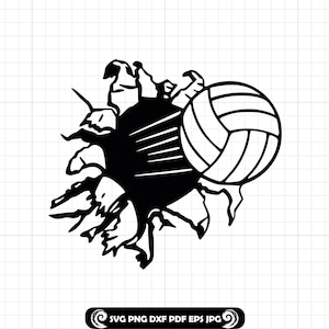 Volleyball Crashing Wall SVG, Smashing Ball PNG, Volleyball Decal DXF, Cut File for Cricut, Vinyl Design for T-Shirts & Stickers