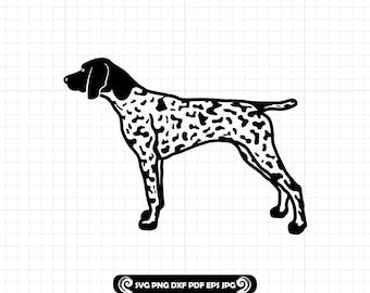 German Shorthaired Pointer SVG, Hunting Dog Cut File, GSP Silhouette PNG, Dog Clipart Dxf, Hunting Dog Vector for Cricut, Eps Pdf Jpg