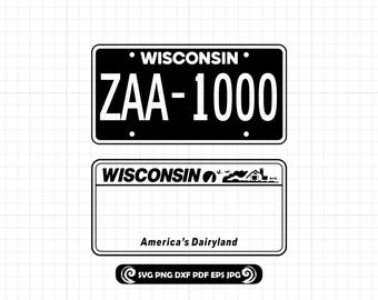 Wisconsin Licence Plate SVG PNG DXF: Dairy State Cut File