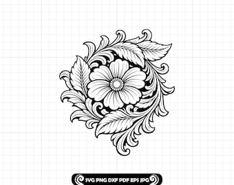 Archivo de corte floral occidental con flores y hojas estilo Sheridan SVG, PNG y DXF