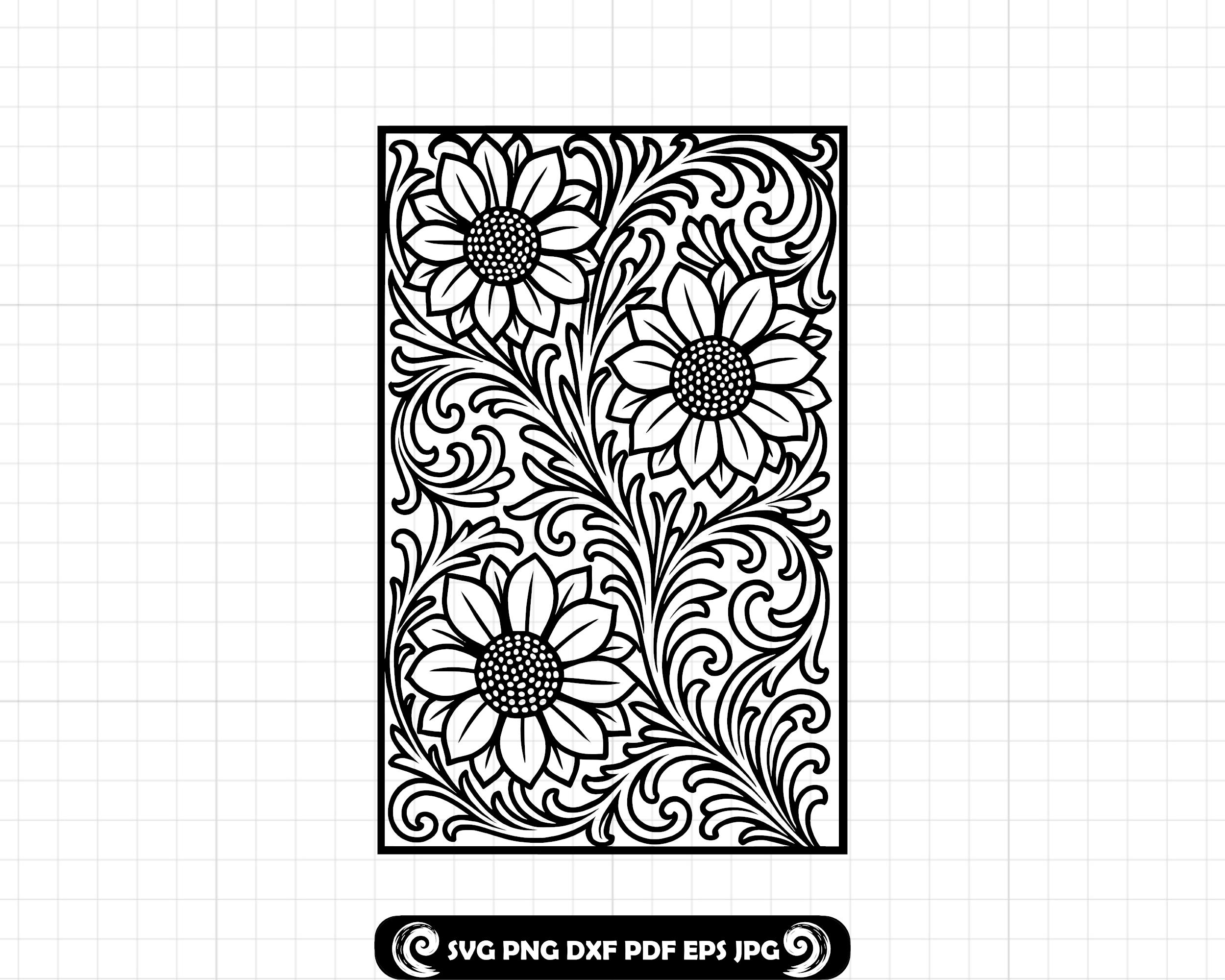Floral Panel #2 SVG, Floral Art Screen DXF for CNC, Flower Decor