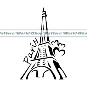 Eiffel Tower SVG, Love Paris SVG, Love Eiffel SVG, Eiffel Clipart, Eiffel Files For Cricut, Eiffel Cut Files For Silhouette, Dxf, Png,Vector