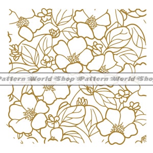 Patrón floral dorado sin costuras SVG, patrón de peonía SVG, fondo floral SVG, fondo de pantalla de flores Svg, archivos para Cricut, archivo de corte para Silhouette